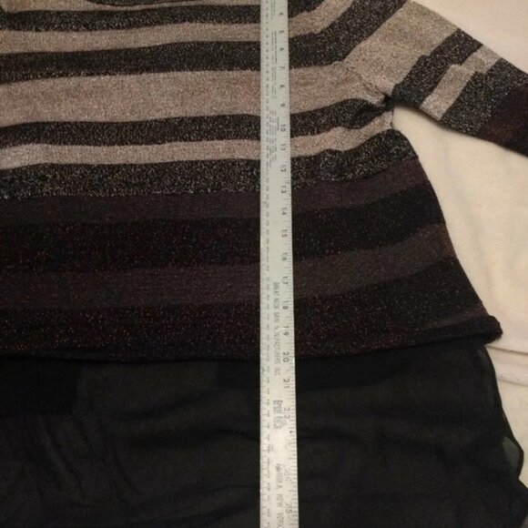 White House Black Market Striped Sheer Hem Blouse - Picture 9 of 13